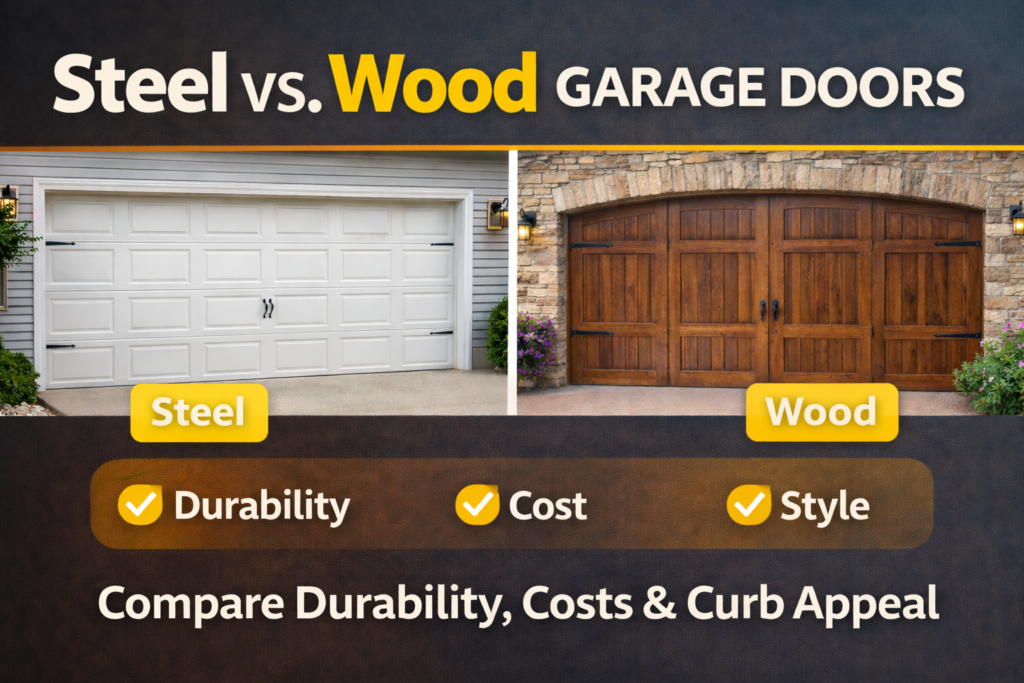 Steel vs. Wood Garage Doors - Comparing Durability, Cost & Style